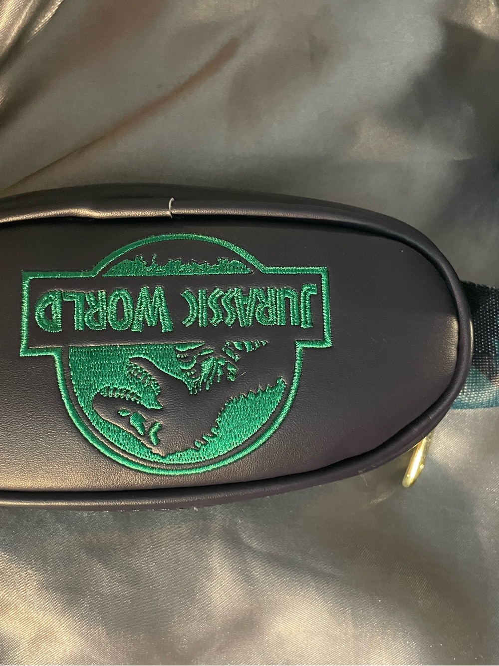 Jurassic World Black Crossbody Pouch with Green Logo Loungefly NWT .